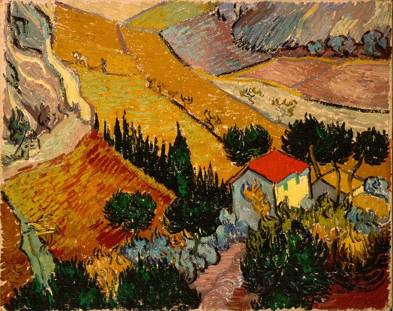 Vincent Van Gogh Landscape with House and Ploughman oil painting image